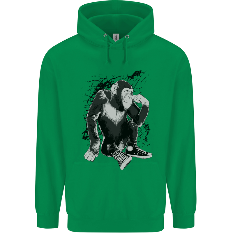 Chilled Out Chimp Chimpanzee Monkey Childrens Kids Hoodie Irish Green