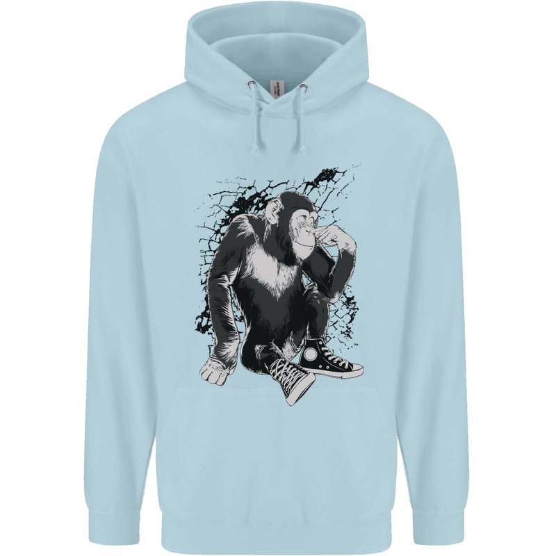 Chilled Out Chimp Chimpanzee Monkey Childrens Kids Hoodie Light Blue