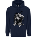 Chilled Out Chimp Chimpanzee Monkey Childrens Kids Hoodie Navy Blue
