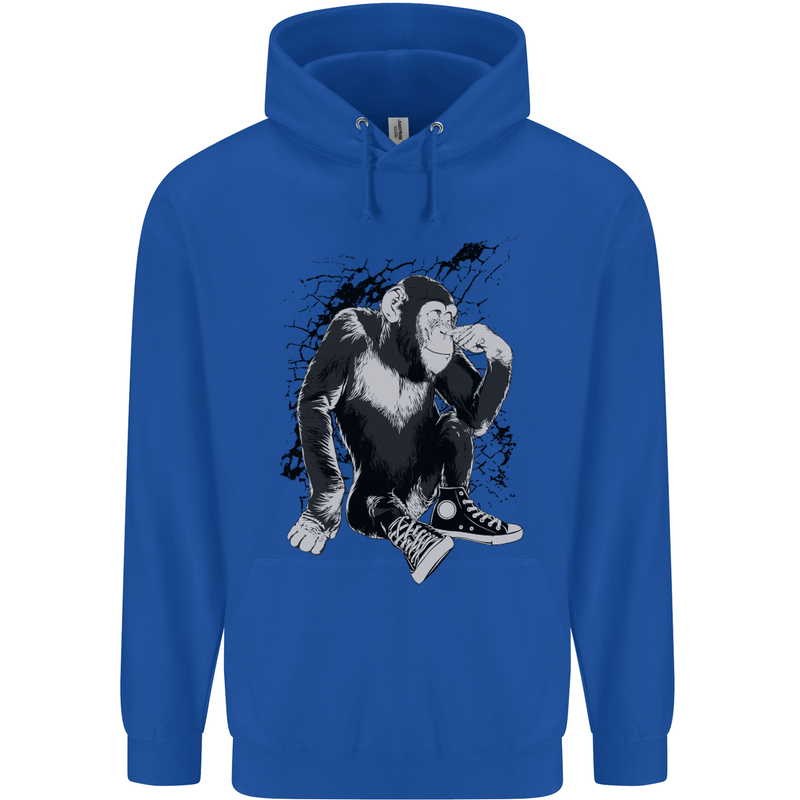 Chilled Out Chimp Chimpanzee Monkey Childrens Kids Hoodie Royal Blue