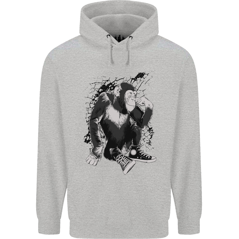 Chilled Out Chimp Chimpanzee Monkey Childrens Kids Hoodie Sports Grey
