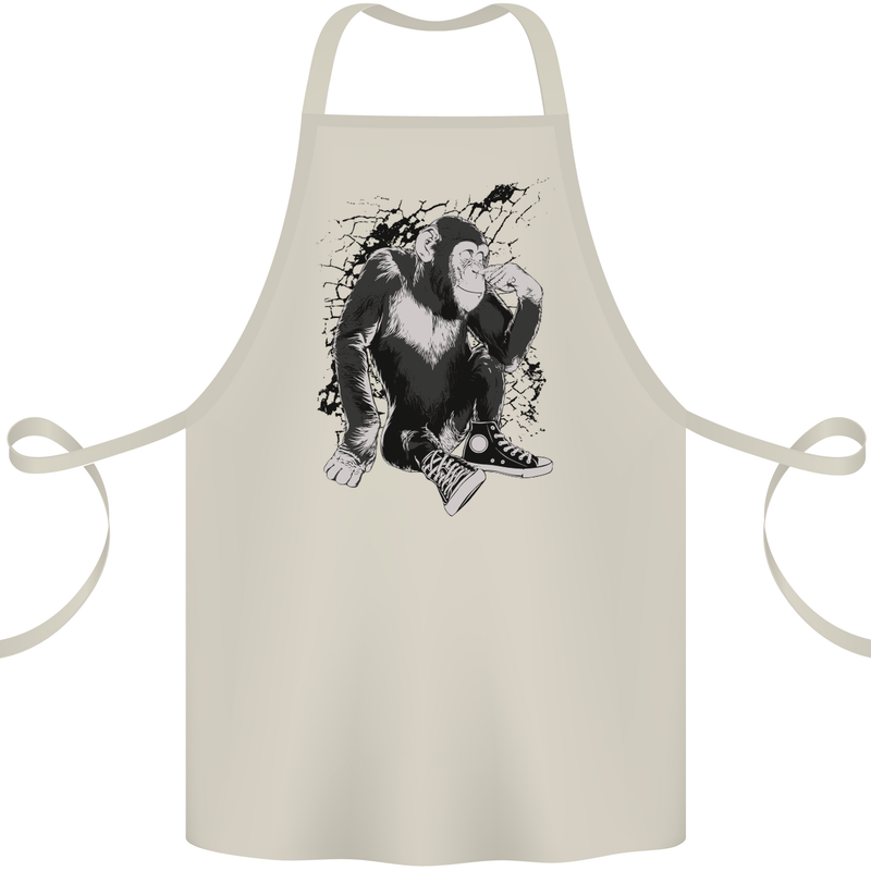 Chilled Out Chimp Chimpanzee Monkey Cotton Apron 100% Organic Natural