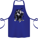 Chilled Out Chimp Chimpanzee Monkey Cotton Apron 100% Organic Royal Blue