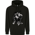 Chilled Out Chimp Chimpanzee Monkey Mens 80% Cotton Hoodie Black