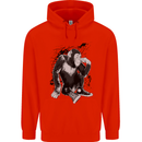 Chilled Out Chimp Chimpanzee Monkey Mens 80% Cotton Hoodie Bright Red