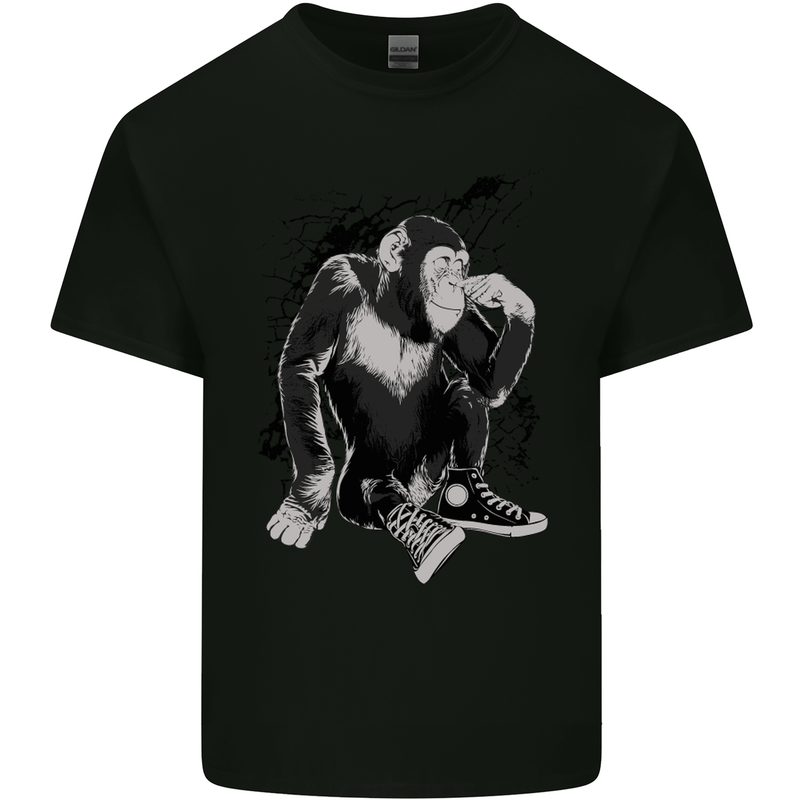 Chilled Out Chimp Chimpanzee Monkey Mens Cotton T-Shirt Tee Top Black