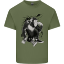 Chilled Out Chimp Chimpanzee Monkey Mens Cotton T-Shirt Tee Top Military Green
