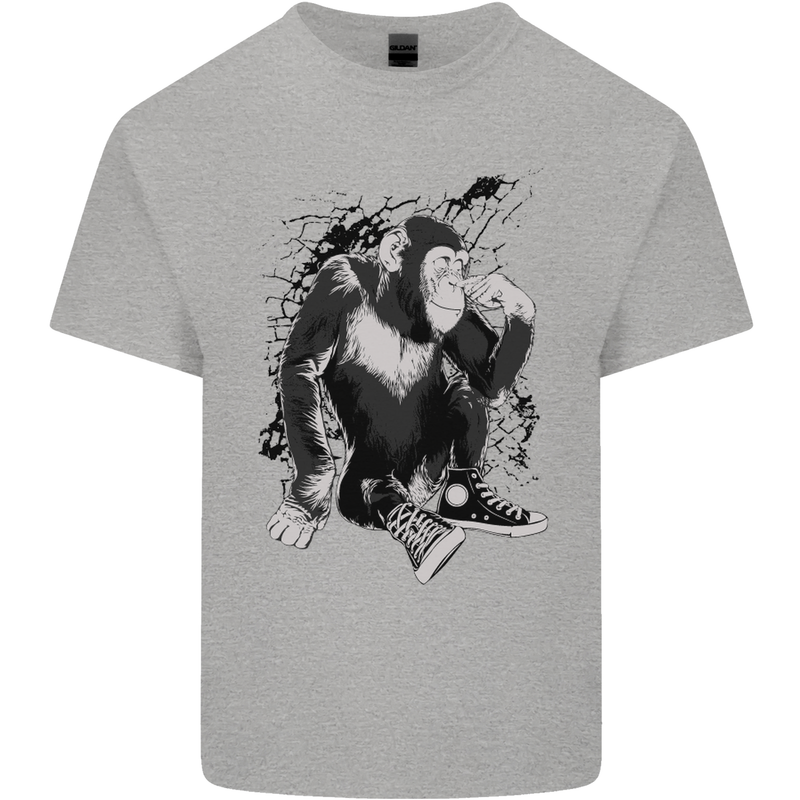 Chilled Out Chimp Chimpanzee Monkey Mens Cotton T-Shirt Tee Top Sports Grey