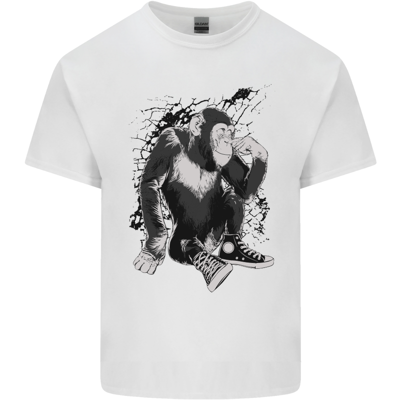 Chilled Out Chimp Chimpanzee Monkey Mens Cotton T-Shirt Tee Top White