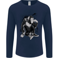 Chilled Out Chimp Chimpanzee Monkey Mens Long Sleeve T-Shirt Navy Blue