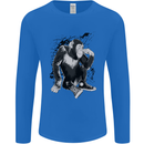Chilled Out Chimp Chimpanzee Monkey Mens Long Sleeve T-Shirt Royal Blue