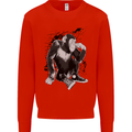 Chilled Out Chimp Chimpanzee Monkey Mens Sweatshirt Jumper Bright Red