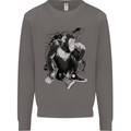 Chilled Out Chimp Chimpanzee Monkey Mens Sweatshirt Jumper Charcoal
