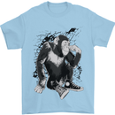 Chilled Out Chimp Chimpanzee Monkey Mens T-Shirt Cotton Gildan Light Blue