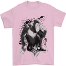 Chilled Out Chimp Chimpanzee Monkey Mens T-Shirt Cotton Gildan Light Pink