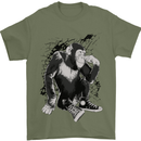 Chilled Out Chimp Chimpanzee Monkey Mens T-Shirt Cotton Gildan Military Green