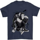 Chilled Out Chimp Chimpanzee Monkey Mens T-Shirt Cotton Gildan Navy Blue