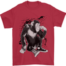 Chilled Out Chimp Chimpanzee Monkey Mens T-Shirt Cotton Gildan Red