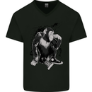 Chilled Out Chimp Chimpanzee Monkey Mens V-Neck Cotton T-Shirt Black
