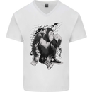 Chilled Out Chimp Chimpanzee Monkey Mens V-Neck Cotton T-Shirt White
