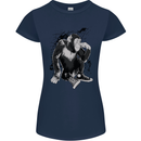 Chilled Out Chimp Chimpanzee Monkey Womens Petite Cut T-Shirt Navy Blue
