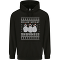 Chillin With My Snowmies Funny Christmas Childrens Kids Hoodie Black