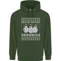 Chillin With My Snowmies Funny Christmas Childrens Kids Hoodie Forest Green
