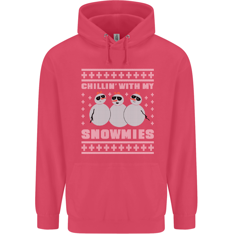 Chillin With My Snowmies Funny Christmas Childrens Kids Hoodie Heliconia