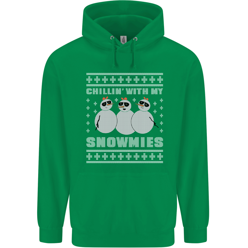 Chillin With My Snowmies Funny Christmas Childrens Kids Hoodie Irish Green