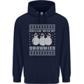 Chillin With My Snowmies Funny Christmas Childrens Kids Hoodie Navy Blue