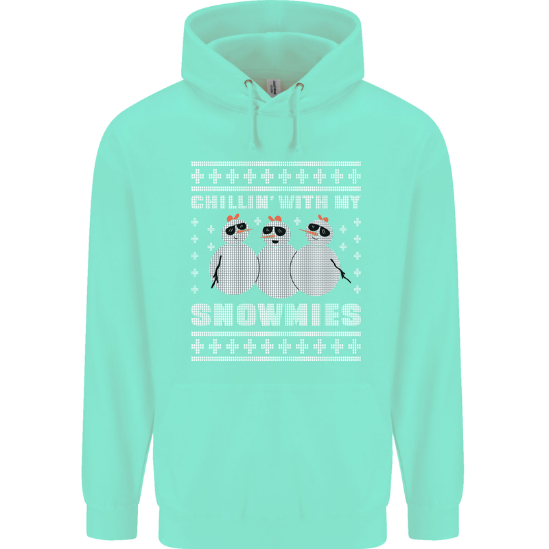 Chillin With My Snowmies Funny Christmas Childrens Kids Hoodie Peppermint