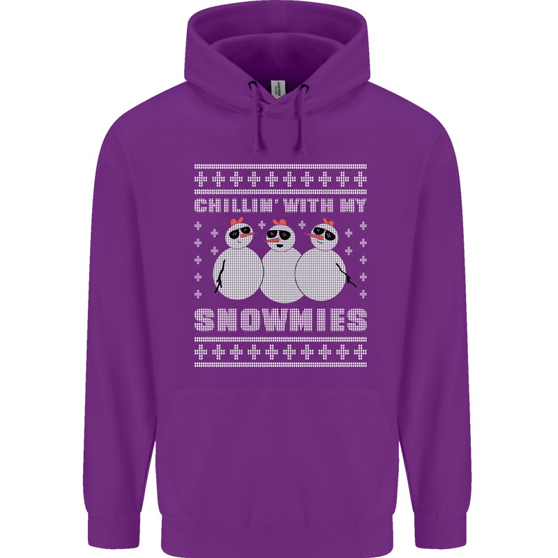 Chillin With My Snowmies Funny Christmas Childrens Kids Hoodie Purple
