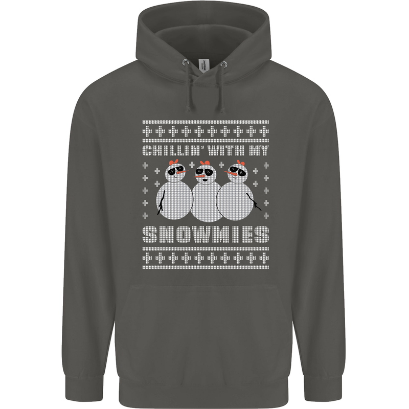 Chillin With My Snowmies Funny Christmas Childrens Kids Hoodie Storm Grey