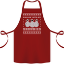 Chillin With My Snowmies Funny Christmas Cotton Apron 100% Organic Maroon