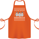Chillin With My Snowmies Funny Christmas Cotton Apron 100% Organic Orange