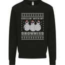 Chillin With My Snowmies Funny Christmas Kids Sweatshirt Jumper Black