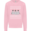 Chillin With My Snowmies Funny Christmas Kids Sweatshirt Jumper Light Pink