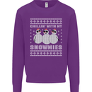 Chillin With My Snowmies Funny Christmas Kids Sweatshirt Jumper Purple