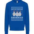 Chillin With My Snowmies Funny Christmas Kids Sweatshirt Jumper Royal Blue