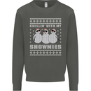Chillin With My Snowmies Funny Christmas Kids Sweatshirt Jumper Storm Grey