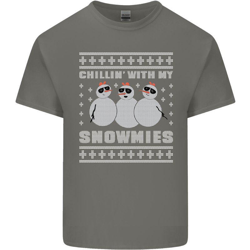 Chillin With My Snowmies Funny Christmas Kids T-Shirt Childrens Charcoal