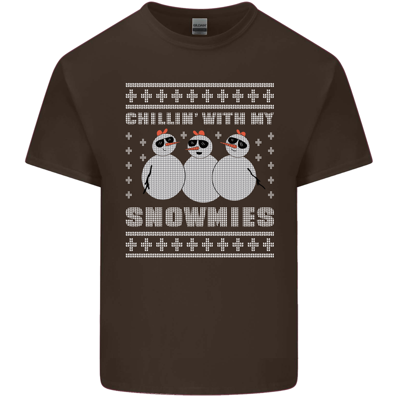 Chillin With My Snowmies Funny Christmas Kids T-Shirt Childrens Chocolate