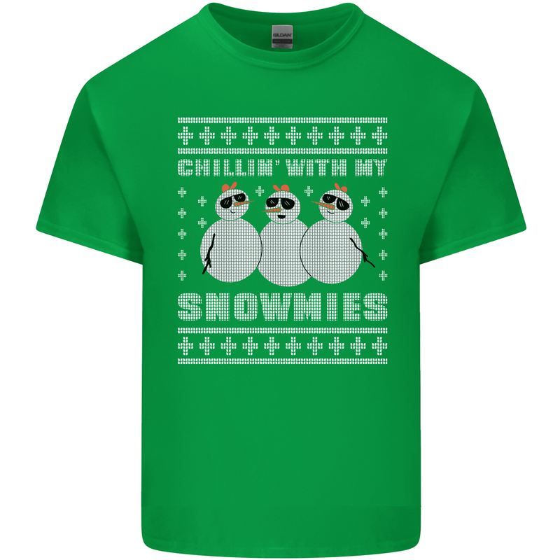 Chillin With My Snowmies Funny Christmas Kids T-Shirt Childrens Irish Green