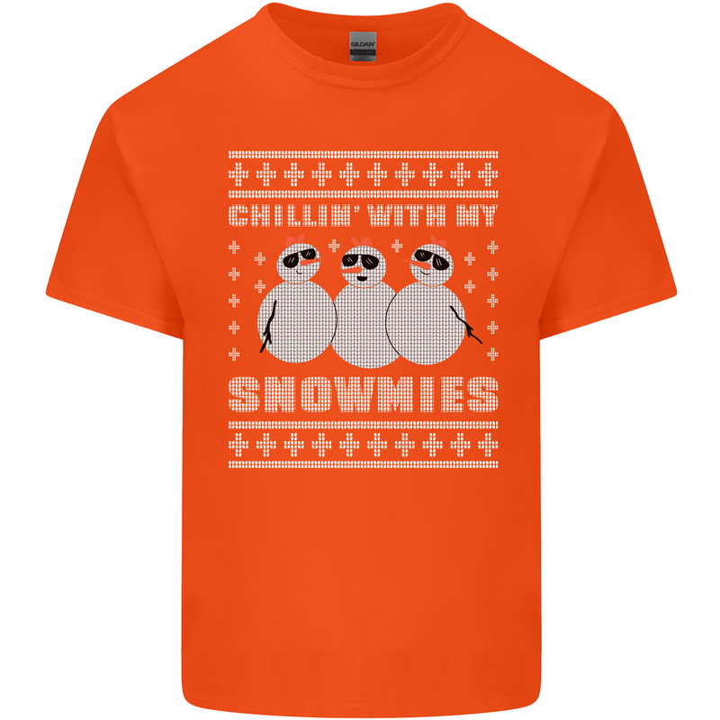 Chillin With My Snowmies Funny Christmas Kids T-Shirt Childrens Orange
