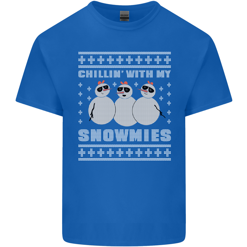 Chillin With My Snowmies Funny Christmas Kids T-Shirt Childrens Royal Blue