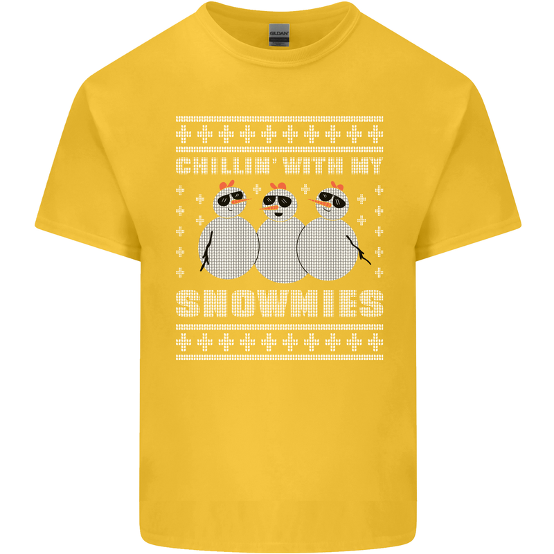 Chillin With My Snowmies Funny Christmas Kids T-Shirt Childrens Yellow