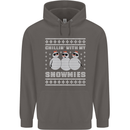 Chillin With My Snowmies Funny Christmas Mens 80% Cotton Hoodie Charcoal