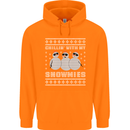 Chillin With My Snowmies Funny Christmas Mens 80% Cotton Hoodie Orange