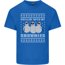 Chillin With My Snowmies Funny Christmas Mens Cotton T-Shirt Tee Top Royal Blue