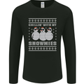 Chillin With My Snowmies Funny Christmas Mens Long Sleeve T-Shirt Black